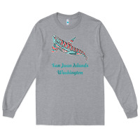 Heather Grey san juan islands upward orca killer whale native american raglan baseb Long Sleeve Tee - linhVisuals