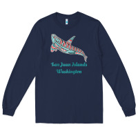 Navy san juan islands upward orca killer whale native american raglan baseb Long Sleeve Tee - linhVisuals