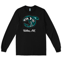 Black sitka alaska native american tribal orca killer whale raglan baseball Long Sleeve Tee - linhVisuals
