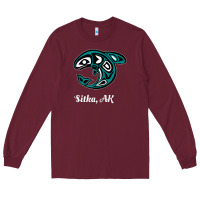 Burgundy sitka alaska native american tribal orca killer whale raglan baseball Long Sleeve Tee - linhVisuals