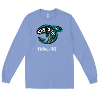 Colony Blue sitka alaska native american tribal orca killer whale raglan baseball Long Sleeve Tee - linhVisuals