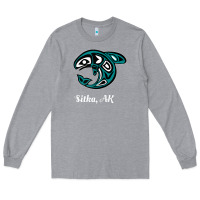 Heather Grey sitka alaska native american tribal orca killer whale raglan baseball Long Sleeve Tee - linhVisuals