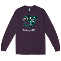 Plum sitka alaska native american tribal orca killer whale raglan baseball Long Sleeve Tee - linhVisuals