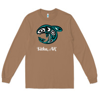 Toasted Coconut sitka alaska native american tribal orca killer whale raglan baseball Long Sleeve Tee - linhVisuals