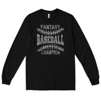 Black fantasy baseball champion distressed Long Sleeve Tee - linhVisuals
