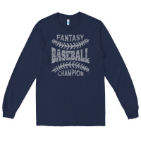 Navy fantasy baseball champion distressed Long Sleeve Tee - linhVisuals