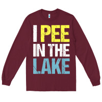 Burgundy i pee in the lake funny summer vacation t shirt Long Sleeve Tee - linhVisuals