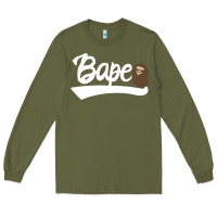 Army Green bape text Long Sleeve Tee - linhVisuals