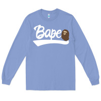 Colony Blue bape text Long Sleeve Tee - linhVisuals