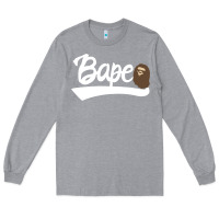 Heather Grey bape text Long Sleeve Tee - linhVisuals