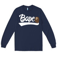 Navy bape text Long Sleeve Tee - linhVisuals