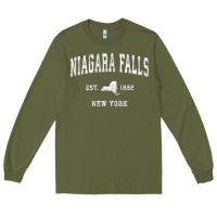 Army Green niagara falls new york ny vintage athletic sports design t shirt Long Sleeve Tee - linhVisuals