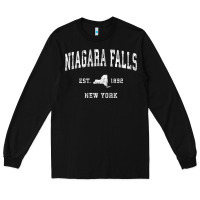 Black niagara falls new york ny vintage athletic sports design t shirt Long Sleeve Tee - linhVisuals