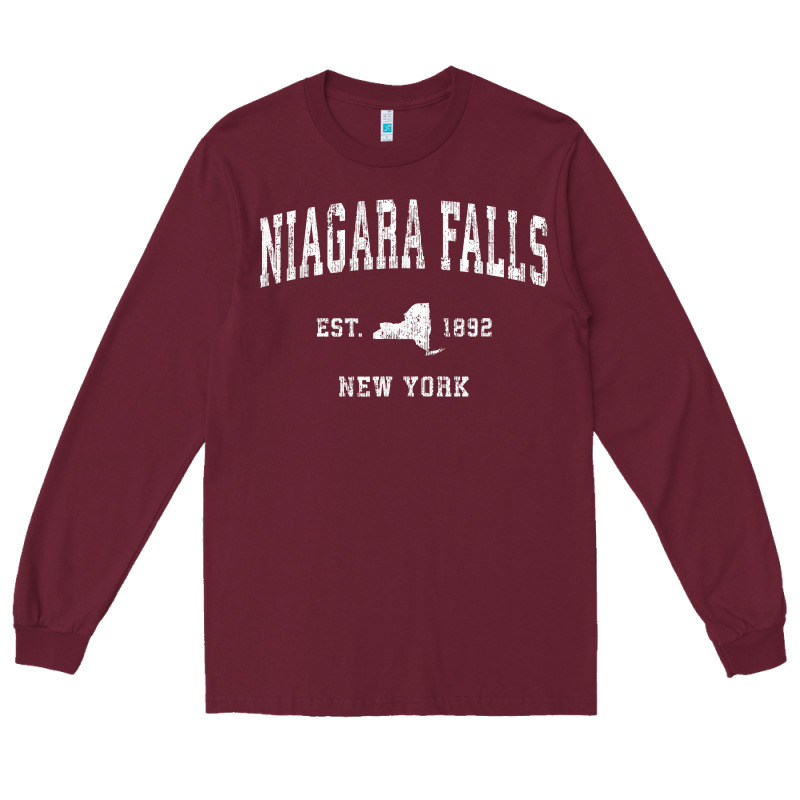 Niagara Falls New York Ny Vintage Athletic Sports Design T Shirt Long Sleeve Tee by linhVisuals | Teevron