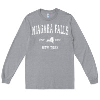 Heather Grey niagara falls new york ny vintage athletic sports design t shirt Long Sleeve Tee - linhVisuals