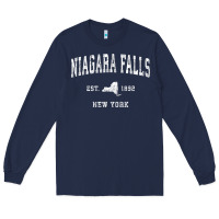 Navy niagara falls new york ny vintage athletic sports design t shirt Long Sleeve Tee - linhVisuals