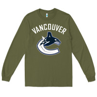Army Green canucks white Long Sleeve Tee - linhVisuals