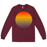 Burgundy retro sunset Long Sleeve Tee - linhVisuals