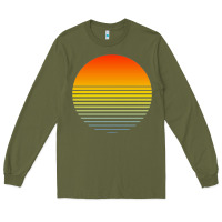 Army Green retro sunset Long Sleeve Tee - linhVisuals