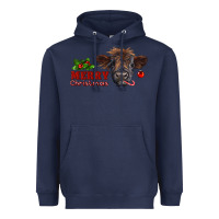 Navy Merry Christmas Calf Heavyweight Hoodie - RanaPortraitStore