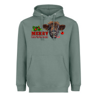 Sage Merry Christmas Calf Heavyweight Hoodie - RanaPortraitStore