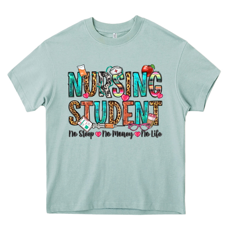 Nursing Student No Sleep No Money No Life Heavy Core Tee by OliviaCreatesArt | Teevron