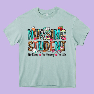 Nursing Student No Sleep No Money No Life Heavy Core Tee Designed By Oliviacreatesart