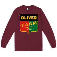 Burgundy oliver farm Long Sleeve Tee - linhVisuals
