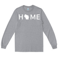 Heather Grey home in wisconsin love u.s Long Sleeve Tee - linhVisuals