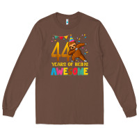 Chestnut 44 years old birthday sloth dabbing 44th birthday sloth Long Sleeve Tee - linhVisuals