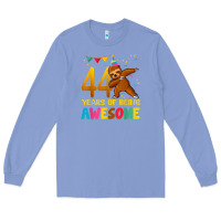 Colony Blue 44 years old birthday sloth dabbing 44th birthday sloth Long Sleeve Tee - linhVisuals