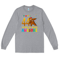 Heather Grey 44 years old birthday sloth dabbing 44th birthday sloth Long Sleeve Tee - linhVisuals