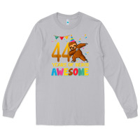 Moon Dust 44 years old birthday sloth dabbing 44th birthday sloth Long Sleeve Tee - linhVisuals