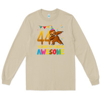 Mushroom 44 years old birthday sloth dabbing 44th birthday sloth Long Sleeve Tee - linhVisuals