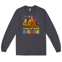 Smoke 44 years old birthday sloth dabbing 44th birthday sloth Long Sleeve Tee - linhVisuals