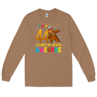 Toasted Coconut 44 years old birthday sloth dabbing 44th birthday sloth Long Sleeve Tee - linhVisuals