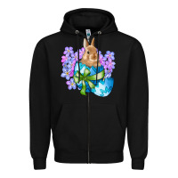 Black easter bunny egg flowers Zipper Hoodie - RanaPortraitStore