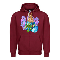 Easter Bunny Egg Flowers Zipper Hoodie | Teevron