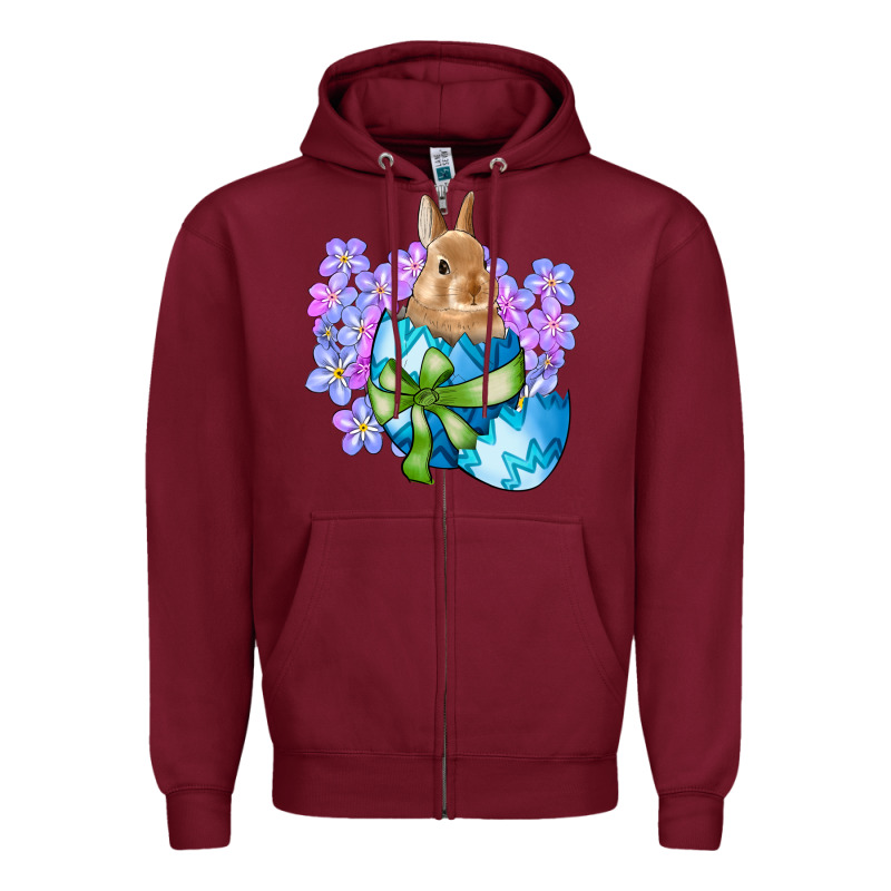 Easter Bunny Egg Flowers Zipper Hoodie by RanaPortraitStore | Teevron