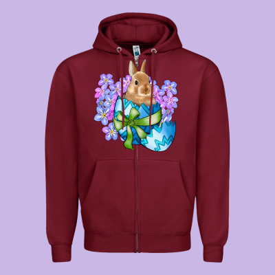 Easter Bunny Egg Flowers Zipper Hoodie Designed By Ranaportraitstore