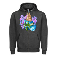 Charcoal Heather easter bunny egg flowers Zipper Hoodie - RanaPortraitStore