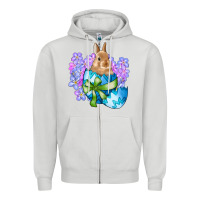 Dove Grey easter bunny egg flowers Zipper Hoodie - RanaPortraitStore