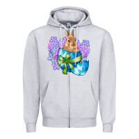 Heather Grey easter bunny egg flowers Zipper Hoodie - RanaPortraitStore