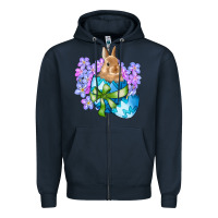 Navy easter bunny egg flowers Zipper Hoodie - RanaPortraitStore