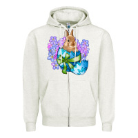 Oatmeal Heather easter bunny egg flowers Zipper Hoodie - RanaPortraitStore