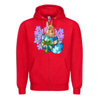 Red easter bunny egg flowers Zipper Hoodie - RanaPortraitStore