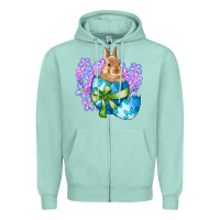 Seafoam easter bunny egg flowers Zipper Hoodie - RanaPortraitStore
