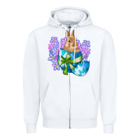 White easter bunny egg flowers Zipper Hoodie - RanaPortraitStore