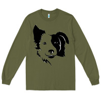 Army Green dog, collie, dogs, collies, border collies, puppy, sheepdog Long Sleeve Tee - linhVisuals