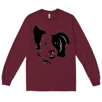 Burgundy dog, collie, dogs, collies, border collies, puppy, sheepdog Long Sleeve Tee - linhVisuals